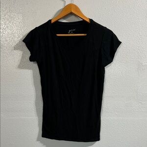 Black Women's Top soft long scoop neck tshirt tee M gnu